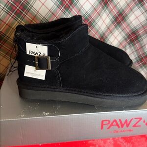 PAWZ Black Suede Buckle Boots